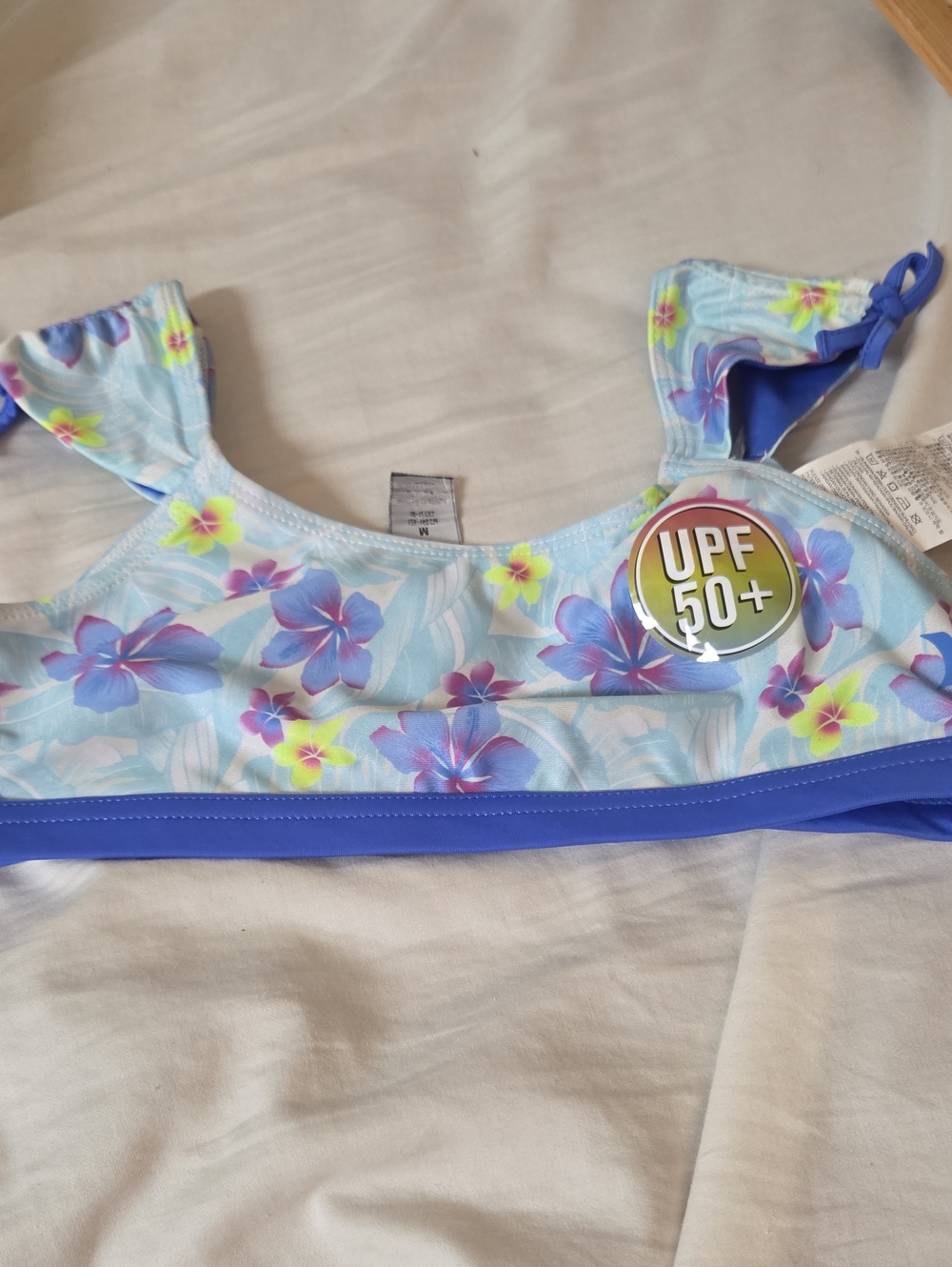 Girls' Light Blue Floral UPF 50+ Swim Top